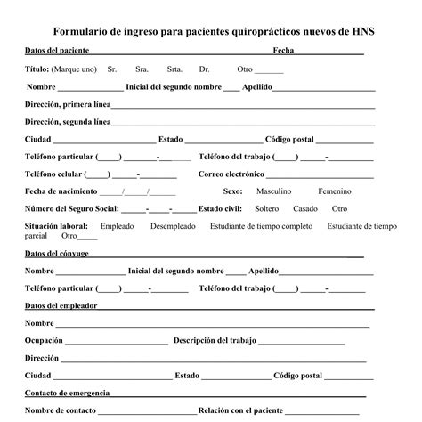 patient intake in spanish.